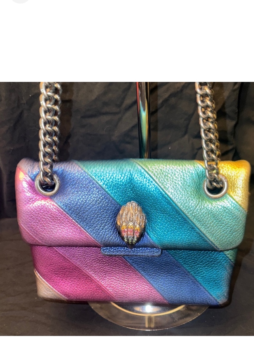 Kurt Geiger Metallic Rainbow Chevron Dual Strap Shoulder Bag- GUC